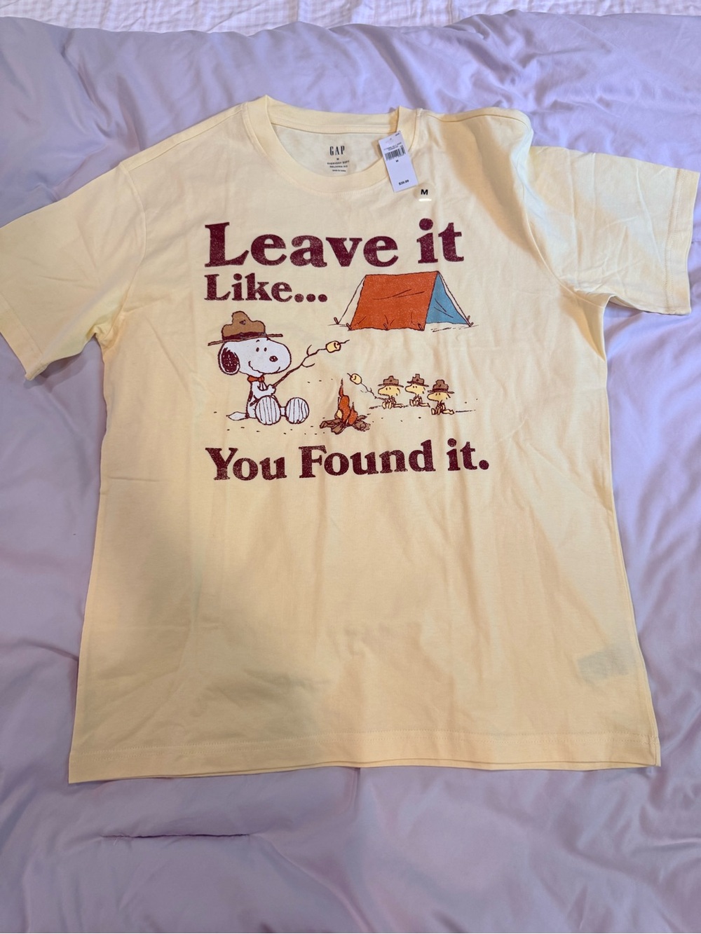 GAP  "Leave It Like You Found It" Snoopy Graphic Tee - Light Yellow